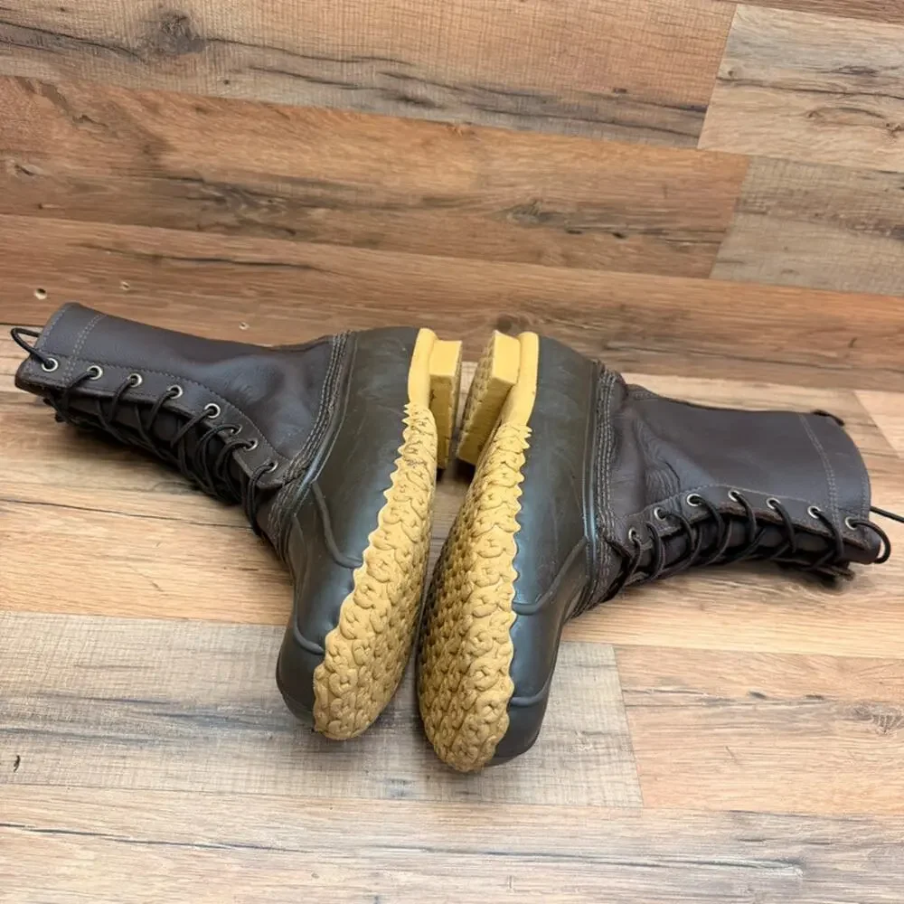 LL Bean Boots Brown Leather Mens 11 Waterproof Hunting Outdoor Duck